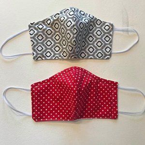 2 Cotton Face Masks. Nose Wire. Washable. Reusable